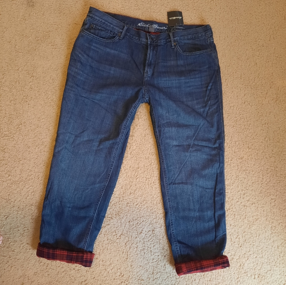 Eddie Bauer P12 flannel lined boyfriend loose jeans NWT